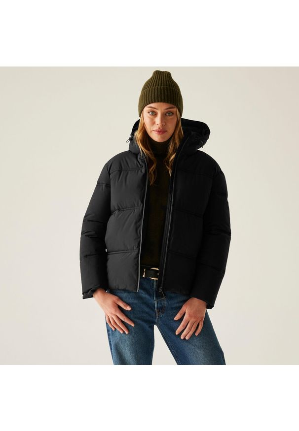 Regatta - Kurtka damska zimowa ocieplana Roxienne. Kolor: czarny. Materiał: poliester, puch, syntetyk. Sezon: zima. Sport: turystyka piesza