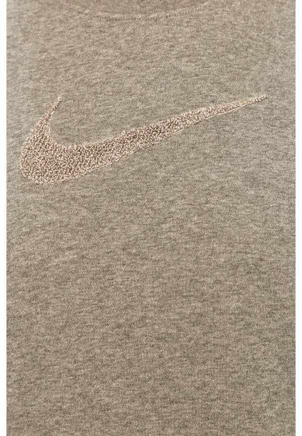 Nike - Bluza. Kolor: szary. Długość rękawa: długi rękaw. Długość: długie. Wzór: aplikacja