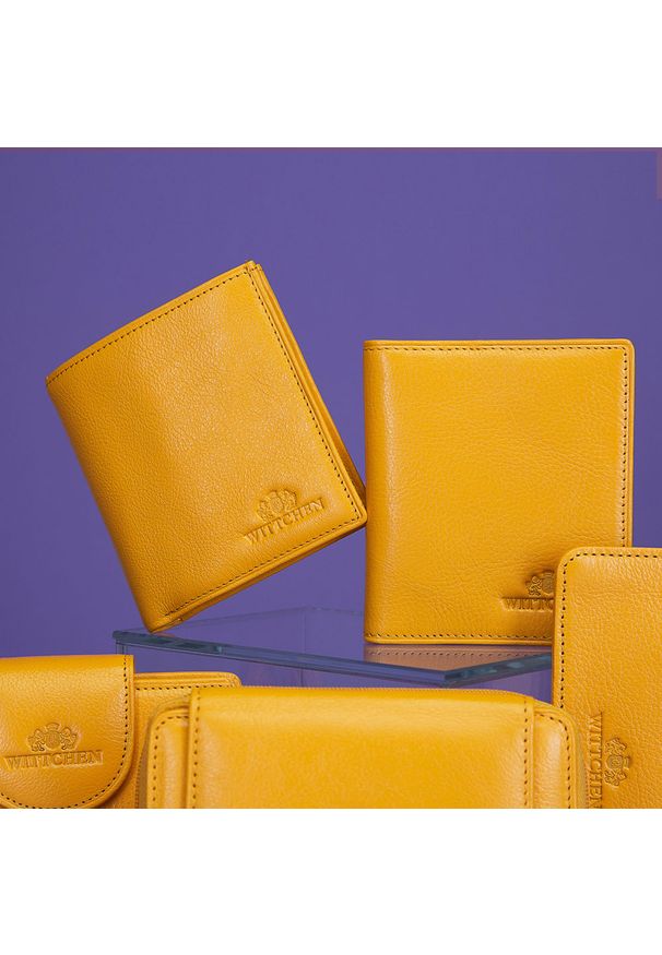 Wittchen - Etui na karty skórzane klasyczne. Kolor: żółty. Materiał: skóra