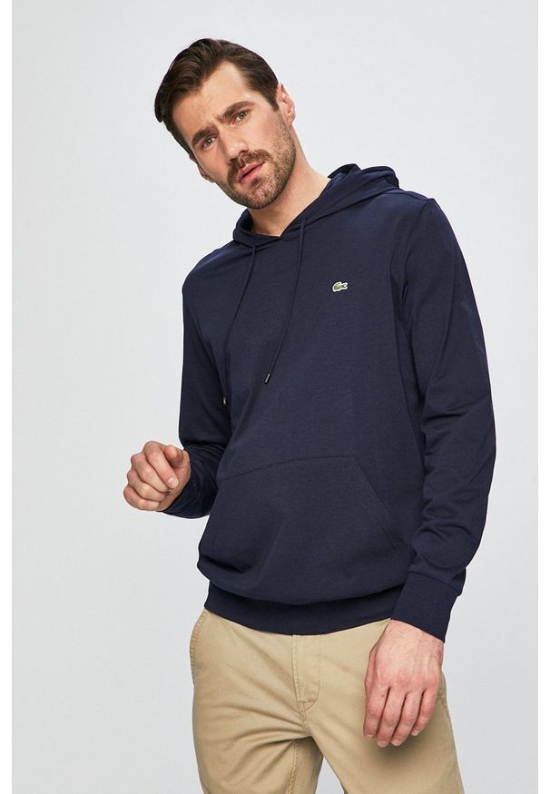 Lacoste - Bluza. Okazja: na co dzień. Typ kołnierza: kaptur. Kolor: niebieski. Materiał: dzianina. Styl: casual