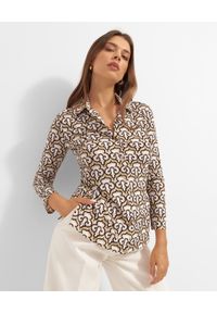 MALIPARMI - Beżowa koszula we wzory. Kolor: beżowy. Materiał: materiał