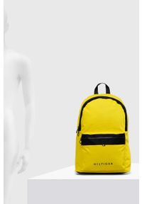 TOMMY HILFIGER - Tommy Hilfiger plecak męski kolor żółty duży gładki. Kolor: żółty. Materiał: poliester. Wzór: gładki #6