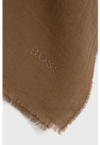 BOSS - Boss Szalik wełniany kolor brązowy gładki. Kolor: brązowy. Materiał: wełna. Wzór: gładki