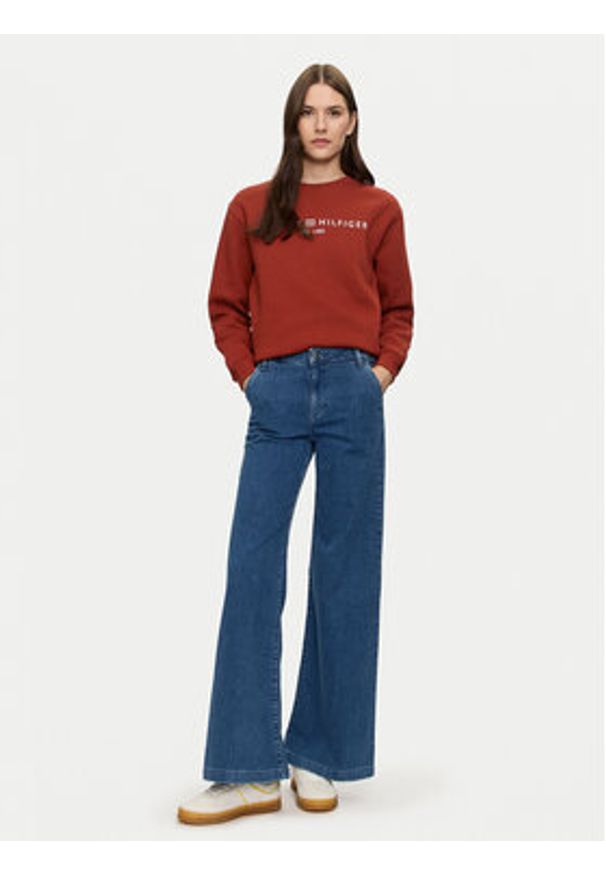 TOMMY HILFIGER - Tommy Hilfiger Bluza Logo WW0WW39791 Czerwony Regular Fit. Kolor: czerwony. Materiał: bawełna