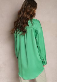 Renee - Zielona Gładka Koszula na Guziki Daphrae. Kolor: zielony. Materiał: materiał. Wzór: gładki #5