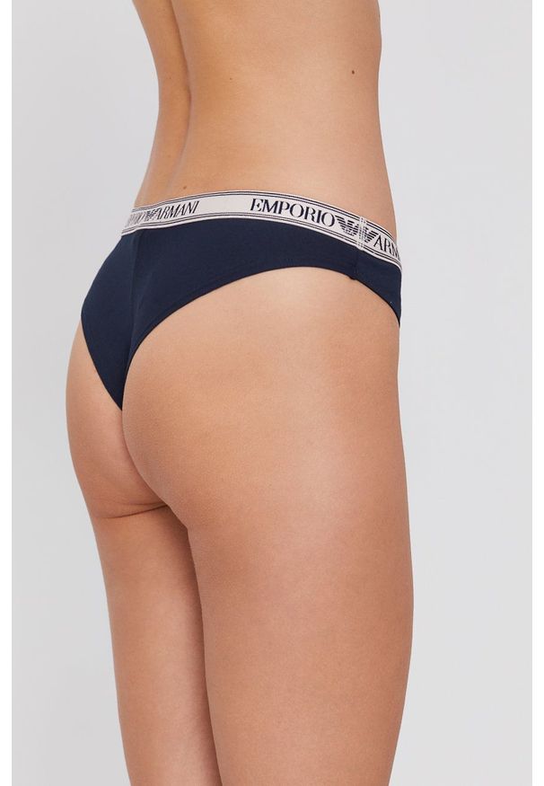 Emporio Armani Underwear Brazyliany kolor granatowy. Kolor: niebieski. Materiał: materiał, dzianina. Wzór: gładki
