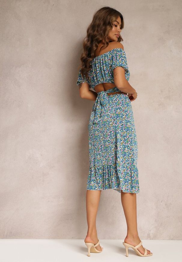 Renee - Niebieski 2-częściowy Komplet z Topem i Spódnicą Tatherina. Kolor: niebieski