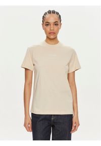 Calvin Klein T-Shirt Multi Logo K20K207215 Beżowy Regular Fit. Kolor: beżowy. Materiał: bawełna