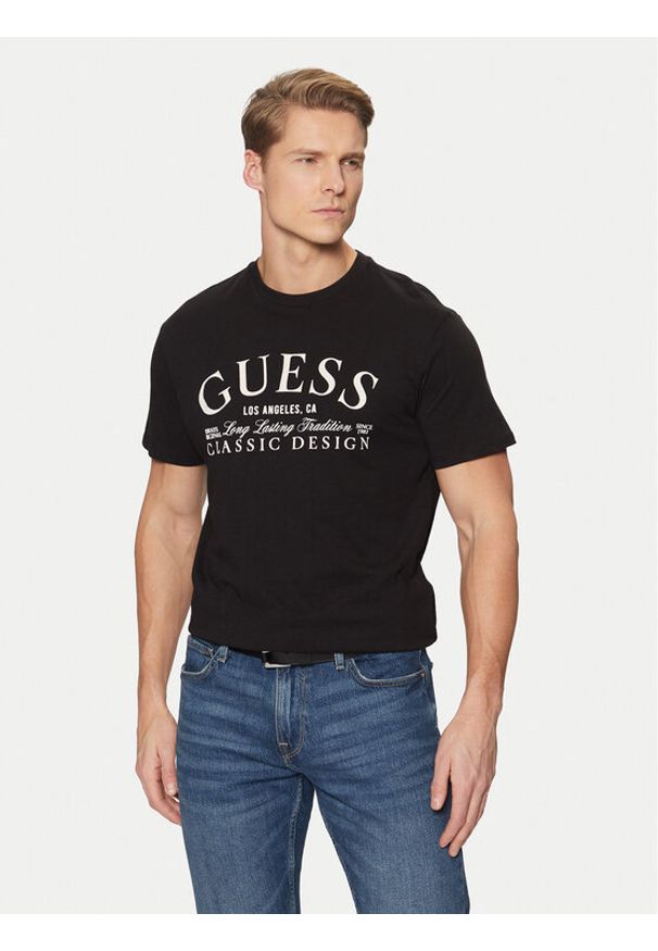 Guess T-Shirt M5RI43 K9RM1 Czarny Regular Fit. Kolor: czarny. Materiał: bawełna