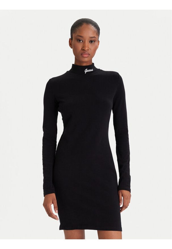 Guess Sukienka codzienna V5BK04 KCBF1 Czarny Slim Fit. Okazja: na co dzień. Kolor: czarny. Materiał: bawełna. Typ sukienki: proste. Styl: casual