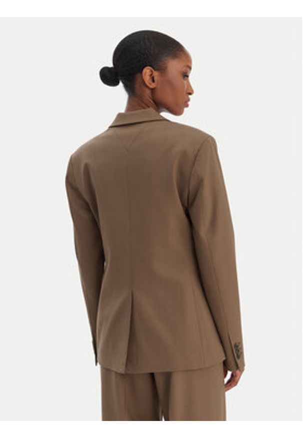 TOMMY HILFIGER - Tommy Hilfiger Marynarka Timeless WW0WW46662 Beżowy Regular Fit. Kolor: beżowy. Materiał: syntetyk