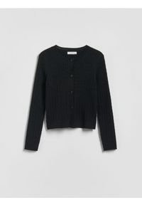 Reserved - Dzianinowy kardigan - czarny. Kolor: czarny. Materiał: dzianina #1