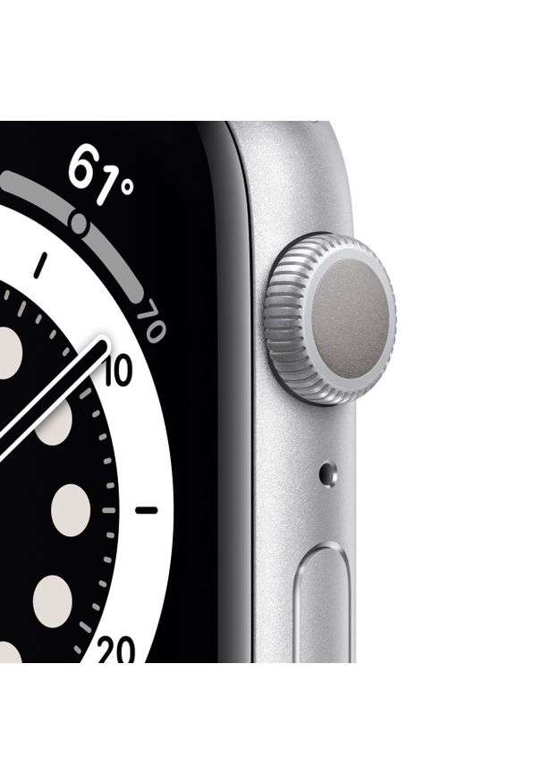 APPLE - Apple Watch Series 6 GPS 44mm Silver Aluminum Case with White Sport Band. Styl: sportowy