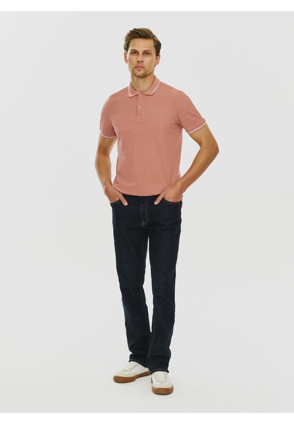 Gładki t-shirt polo P24SF-TX-004-R - Pako Lorente. Okazja: na co dzień. Typ kołnierza: polo. Materiał: bawełna. Wzór: gładki. Styl: casual