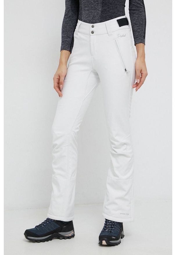 Protest Spodnie damskie kolor biały. Kolor: biały. Materiał: materiał, softshell
