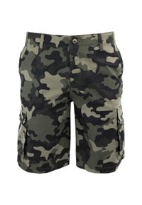CAMOUFLAGE - Męskie szorty kamuflażowe 46 - Styl i funkcjonalność w jednym. Kolor: wielokolorowy, brązowy, zielony. Materiał: bawełna. Sport: turystyka piesza #1