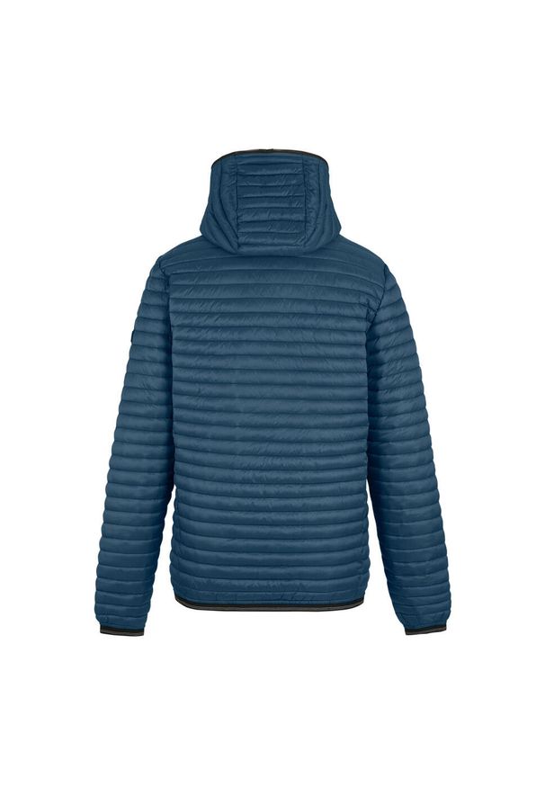 Regatta - Męska Ocieplana Kurtka Rigain. Kolor: wielokolorowy, niebieski, szary, czarny. Materiał: puch. Sport: turystyka piesza