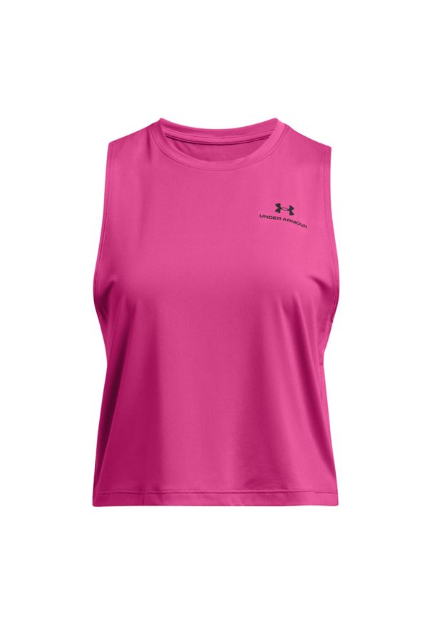 Damski crop top Under Armour Rush Energy. Kolor: wielokolorowy, czarny, różowy. Materiał: poliester, elastan. Sport: fitness