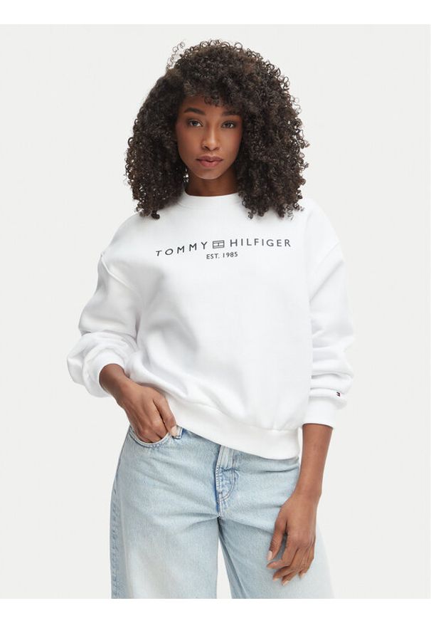 TOMMY HILFIGER - Tommy Hilfiger Bluza WW0WW47831 Biały Regular Fit. Kolor: biały. Materiał: bawełna