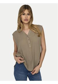 only - ONLY Bluzka Jette 15213420 Brązowy Regular Fit. Kolor: brązowy. Materiał: wiskoza