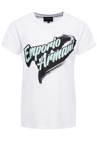 Emporio Armani T-Shirt 6G2T6A 2JQAZ 0100 Biały Regular Fit. Kolor: biały. Materiał: bawełna