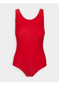4f - Kostium kąpielowy jednoczęściowy damski. Kolor: czerwony. Materiał: materiał. Wzór: gładki