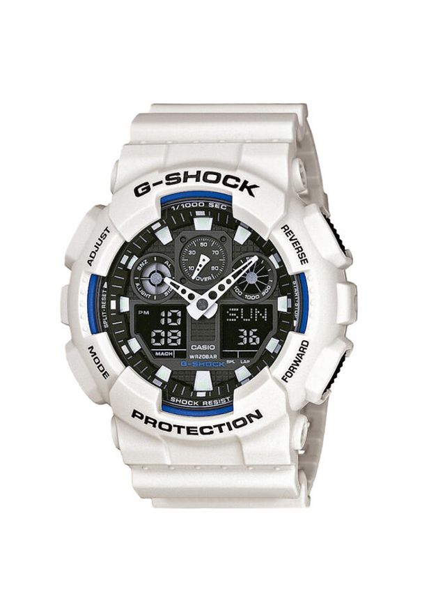 G-Shock Zegarek GA-100B-7AER Biały. Kolor: biały. Materiał: syntetyk