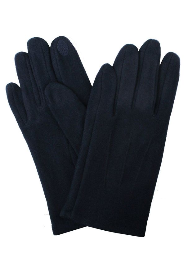 EM Men's Accessories - Delikatne i Wygodne Rękawiczki z Wełną - Męskie - Granatowe. Kolor: niebieski. Materiał: poliester, wełna, wiskoza. Wzór: aplikacja. Sezon: zima, jesień