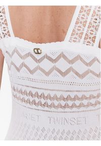 TwinSet - TWINSET Sukienka codzienna 231TP3166 Biały Regular Fit. Okazja: na co dzień. Kolor: biały. Materiał: syntetyk. Typ sukienki: proste. Styl: casual #5
