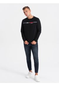 Ombre Clothing - Longsleeve męski z nadrukiem - czarny V1 OM-LSPT-0119 - S. Kolor: czarny. Materiał: bawełna. Długość rękawa: długi rękaw. Długość: długie. Wzór: nadruk #9