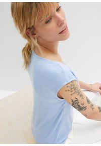 bonprix - Top z mieszanki wiskozy. Typ kołnierza: dekolt woda. Kolor: niebieski. Materiał: wiskoza. Styl: klasyczny #2