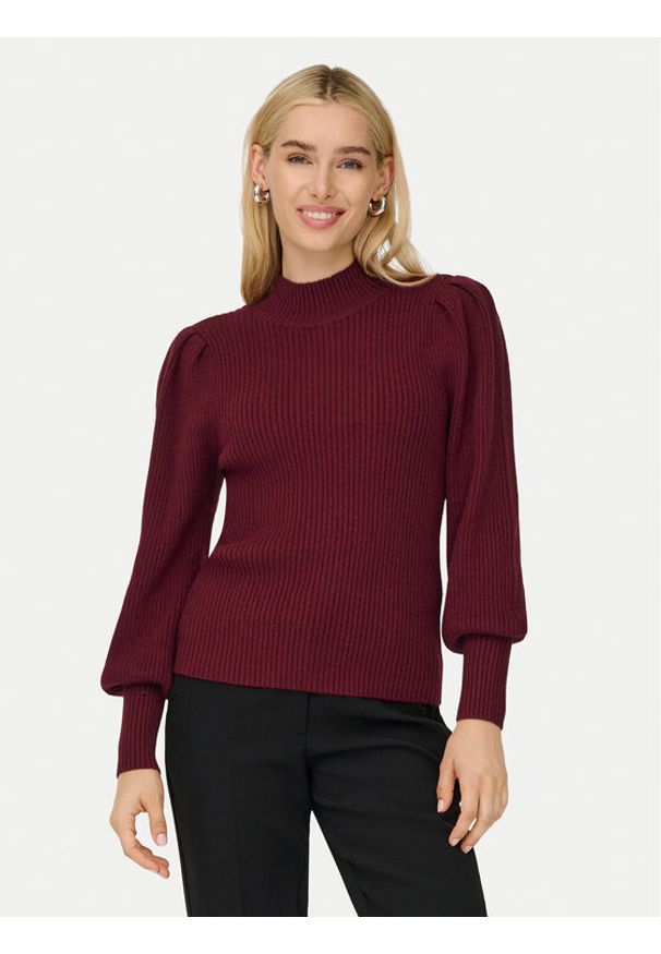 only - ONLY Sweter Katia 15232494 Bordowy Regular Fit. Kolor: czerwony. Materiał: syntetyk
