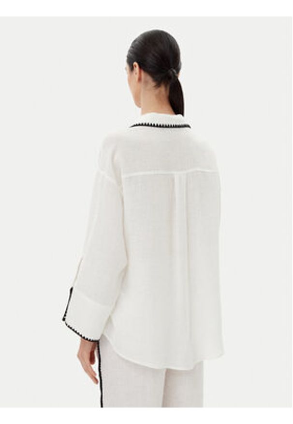 ICONA Koszula RP5LE003 Biały Relaxed Fit. Kolor: biały. Materiał: len