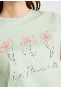 bonprix - T-shirt basic z nadrukiem (2 szt.). Kolor: zielony. Wzór: nadruk
