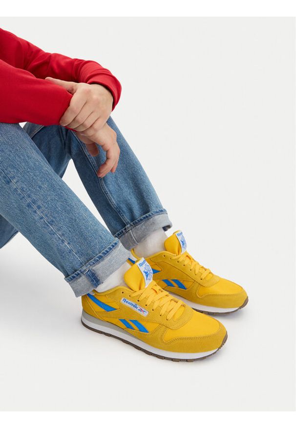 Reebok Sneakersy EO-CLASSIC LEATHER 100245029 Żółty. Kolor: żółty. Materiał: skóra, zamsz. Model: Reebok Classic
