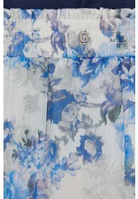 Guess spódnica mini rozkloszowana. Kolor: niebieski. Materiał: tkanina, materiał, włókno #5