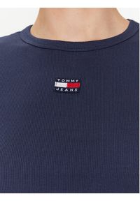 Tommy Jeans T-Shirt Tjw Bby Rib Xs Badge DW0DW15641 Granatowy Slim Fit. Kolor: niebieski. Materiał: bawełna