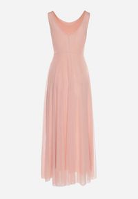 Born2be - Różowa Sukienka Koktajlowa z Plisowanym Tiulowym Dołem Elasoria. Okazja: na wesele, na ślub cywilny. Kolor: różowy. Materiał: tiul. Długość rękawa: na ramiączkach. Styl: wizytowy #3