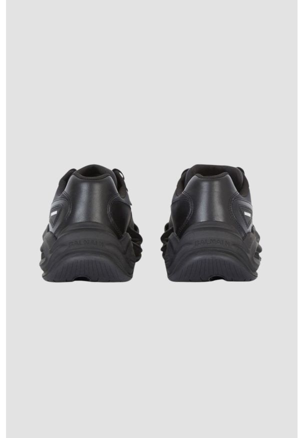 Balmain - BALMAIN Czarne sneakersy Run-row-leather & Nylon, Rozmiar 45. Kolor: czarny. Materiał: nylon. Sport: bieganie
