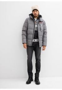 bonprix - Kurtka zimowa pikowana z kapturem. Typ kołnierza: kaptur. Kolor: szary. Sezon: zima #2