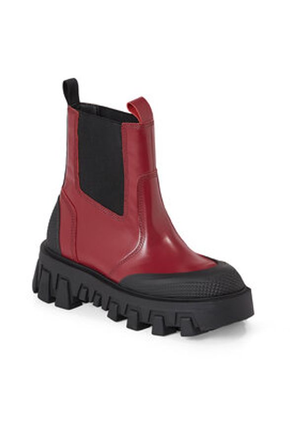 Tommy Jeans Sztyblety Tjw Chunky Chelsea Mix Material EN0EN02375 Czerwony. Kolor: czerwony. Materiał: skóra