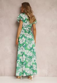 Renee - Zielona Sukienka Lecerf. Kolor: zielony. Materiał: materiał. Wzór: kwiaty. Sezon: lato. Typ sukienki: kopertowe. Styl: elegancki. Długość: maxi #3