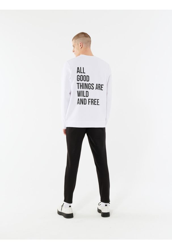 outhorn - Bluza oversize z nadrukiem męska. Okazja: na co dzień. Materiał: poliester, bawełna, dzianina, materiał. Wzór: nadruk. Styl: casual
