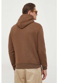 Polo Ralph Lauren bluza męska kolor brązowy z kapturem gładka. Typ kołnierza: kaptur, polo. Kolor: brązowy. Wzór: gładki #3