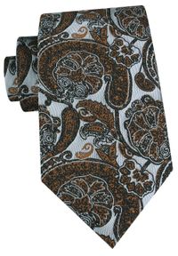 Męski Krawat - Chattier - Jasne Srebro i Stara Pomarańcza. Materiał: tkanina. Styl: retro #1