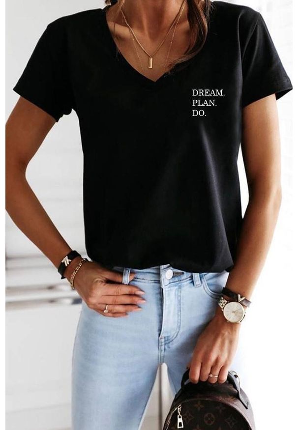 IVET - T-shirt damski ANDROSA BLACK. Kolor: czarny. Wzór: nadruk