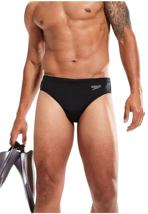 Slipy kąpielowe męskie Speedo Hyper Boom Splice Brief. Kolor: wielokolorowy, czarny, szary. Materiał: lycra, poliester