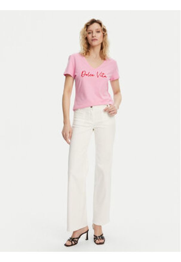 Morgan T-Shirt 251-DOLCE Różowy Regular Fit. Kolor: różowy. Materiał: bawełna