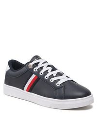 TOMMY HILFIGER - Tommy Hilfiger Sneakersy Essential Webbing Cupsole FW0FW07378 Granatowy. Kolor: niebieski. Materiał: skóra