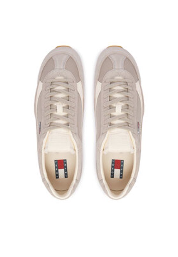TOMMY HILFIGER - Tommy Hilfiger Sneakersy EM0EM01718 Beżowy jasny. Kolor: beżowy. Materiał: skóra, zamsz